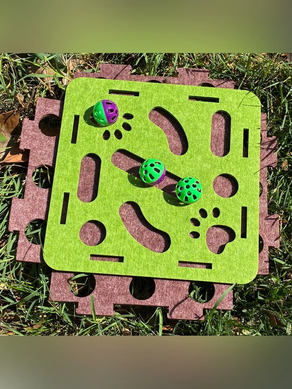 😸 Interactive Felt Puzzle Mat for Cats l - Green